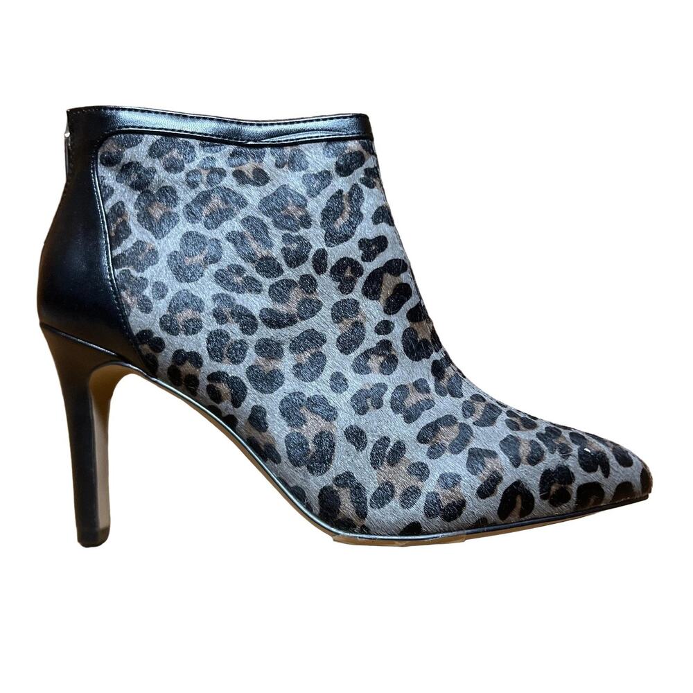 ADRIENNE VITTADINI Women's •Nyla• 6M Ankle Bootie Flint-grey/Black Pony Fur-Le